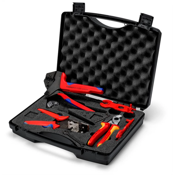 KNIPEX Szerszámbőrönd, Fogó készlet, 3 r. napelemes berendezésekhez, MC4 csatlakozó